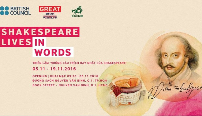Chương trình triển lãm Những câu trích hay nhất của Shakespeare sẽ được tổ chức từ ngày 5-19/11 tại Đường sách TP.HCM.